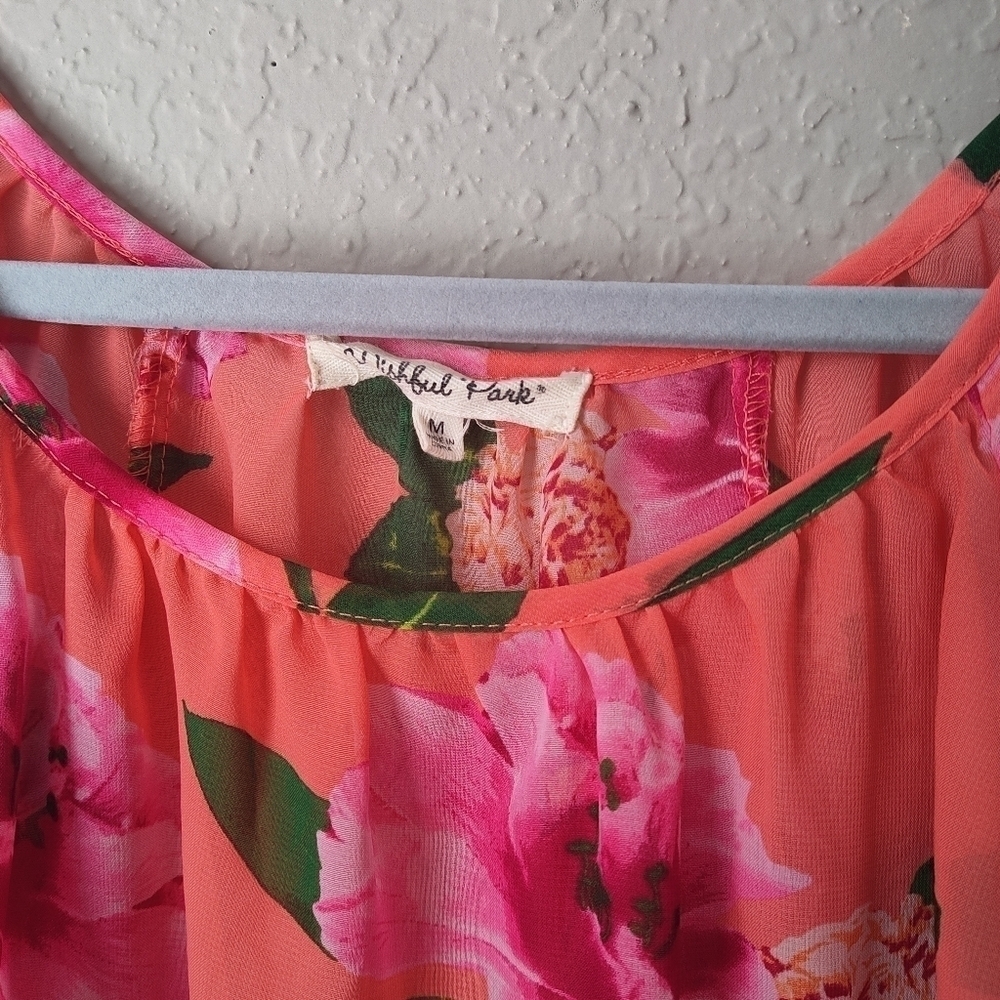 Wishful Park Sheer Floral Top Blouse Size M - Picture 3 of 10